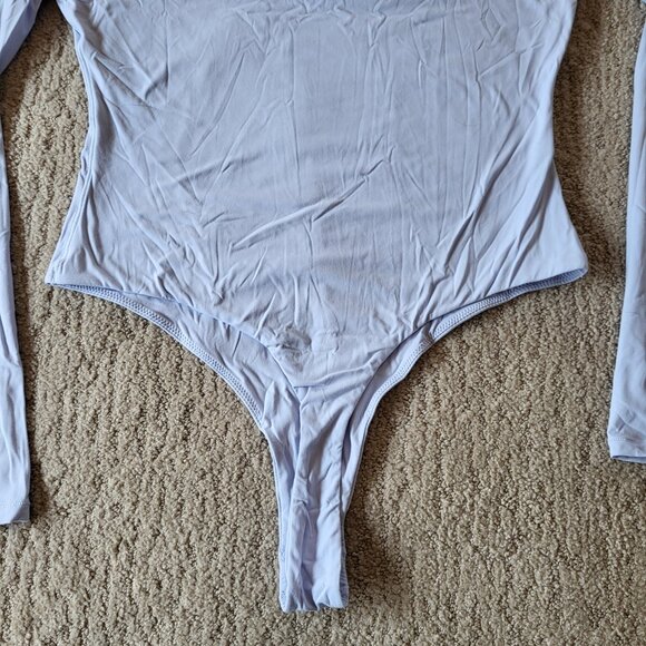 Women’s Long Sleeve V-Neck Bodysuit – Light Blue – NIP – Shaperx - Picture 9 of 12